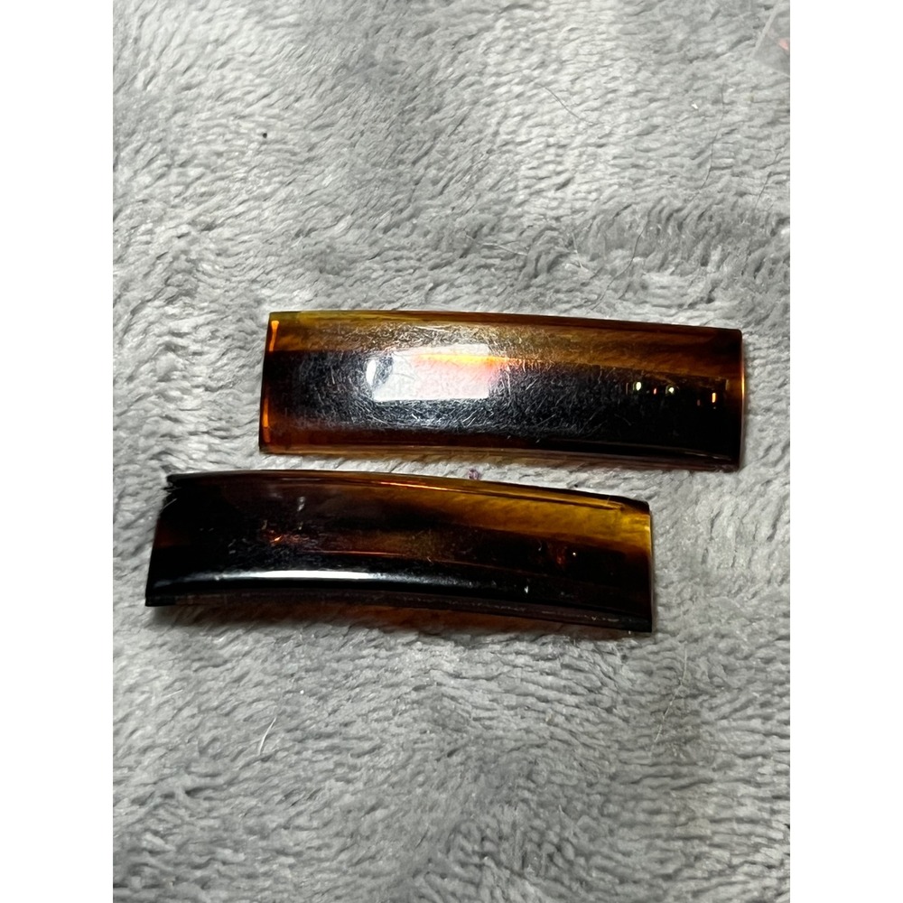 Vintage French Tortoise Barrettes Pair Faux Tortoise Hair Clips France Retro
